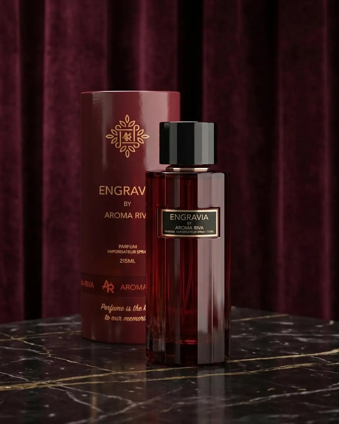 luxury perfume Engravia Aroma Riva 215ml elegant red glass bottle niche scent Dubai UAE